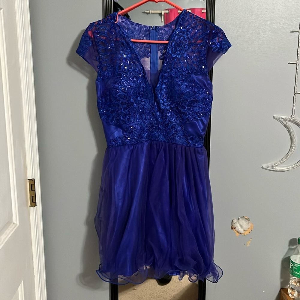 Two blue haute nites dresses, sizes 5 and 7
